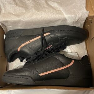 Adidas Women's Black Sneakers with Pink Accent